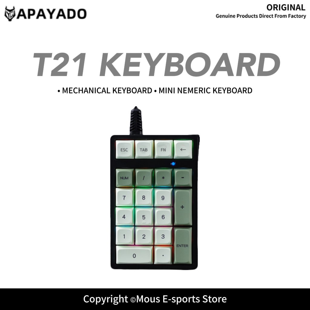 Pbt Keycaps For Numeric Keypad Numpad - Klawiatura numeryczna przewodowa T21 APAYADO, niebieskie