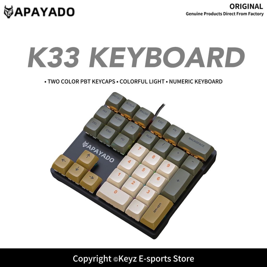 Pbt Keycaps For Numeric Keypad Numpad - K33 33-klawiszowa mechaniczna klawiatura numeryczna przewodowa