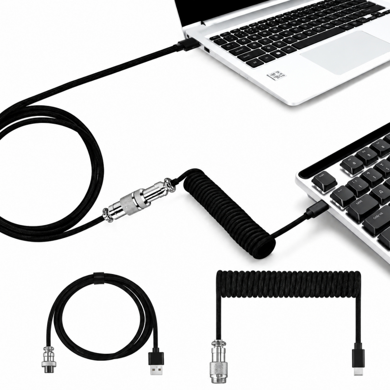 Type C Detachable Cable Coiled Keyboard - Kabel spiralny Type-C do klawiatury mechanicznej,