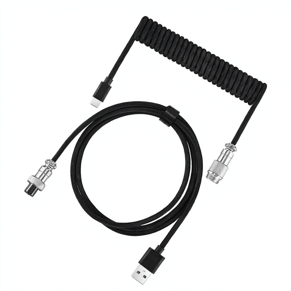 Sprężynowy kabel do klawiatury – Type C Detachable Cable Coiled Keyboard recenzja i cena