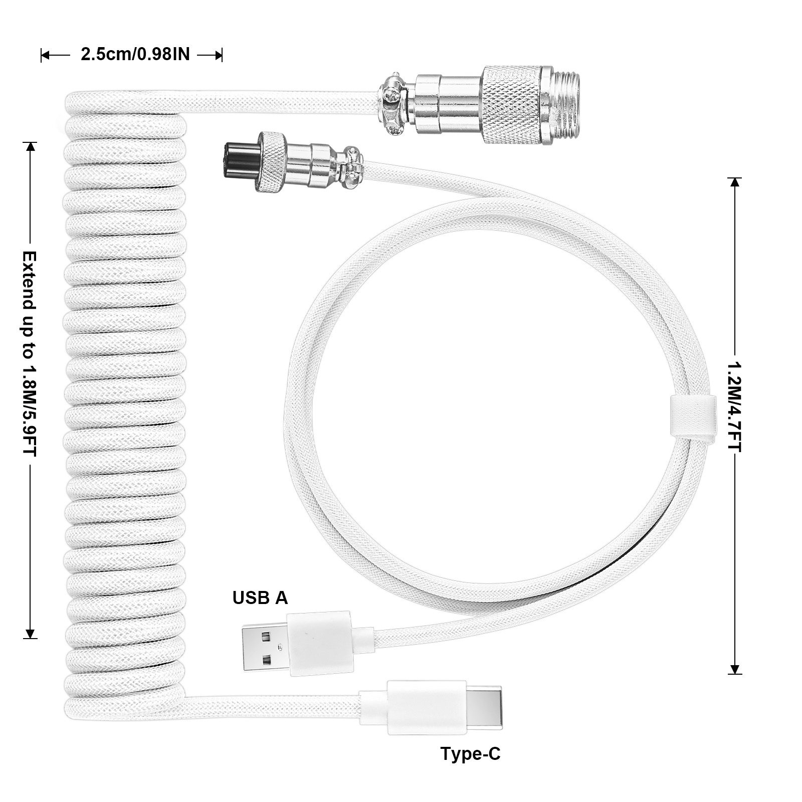 Zwijany kabel klawiatury typu  – Type C Detachable Cable Coiled Keyboard recenzja i cena