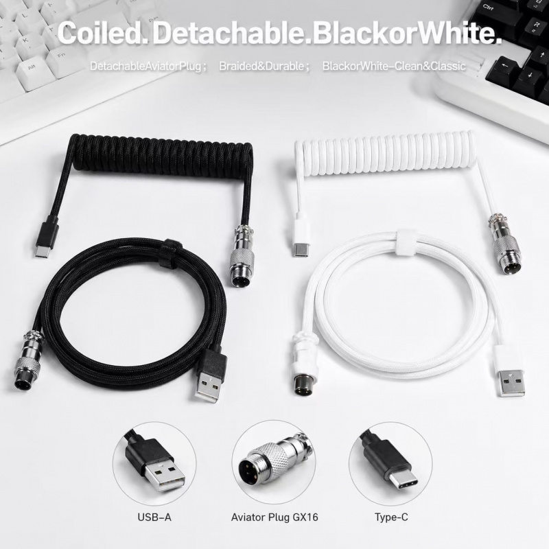 Kabel spiralny Type-C do klawi – Type C Detachable Cable Coiled Keyboard recenzja i cena